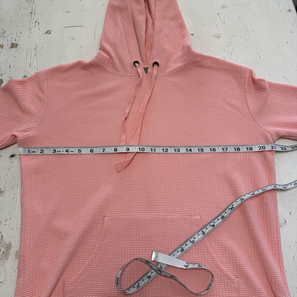 Lilla P Sweater Small Hoodie Waffle Knit Kangaroo Pocket 3/4 Sleeve Peach Glow - Picture 5 of 9